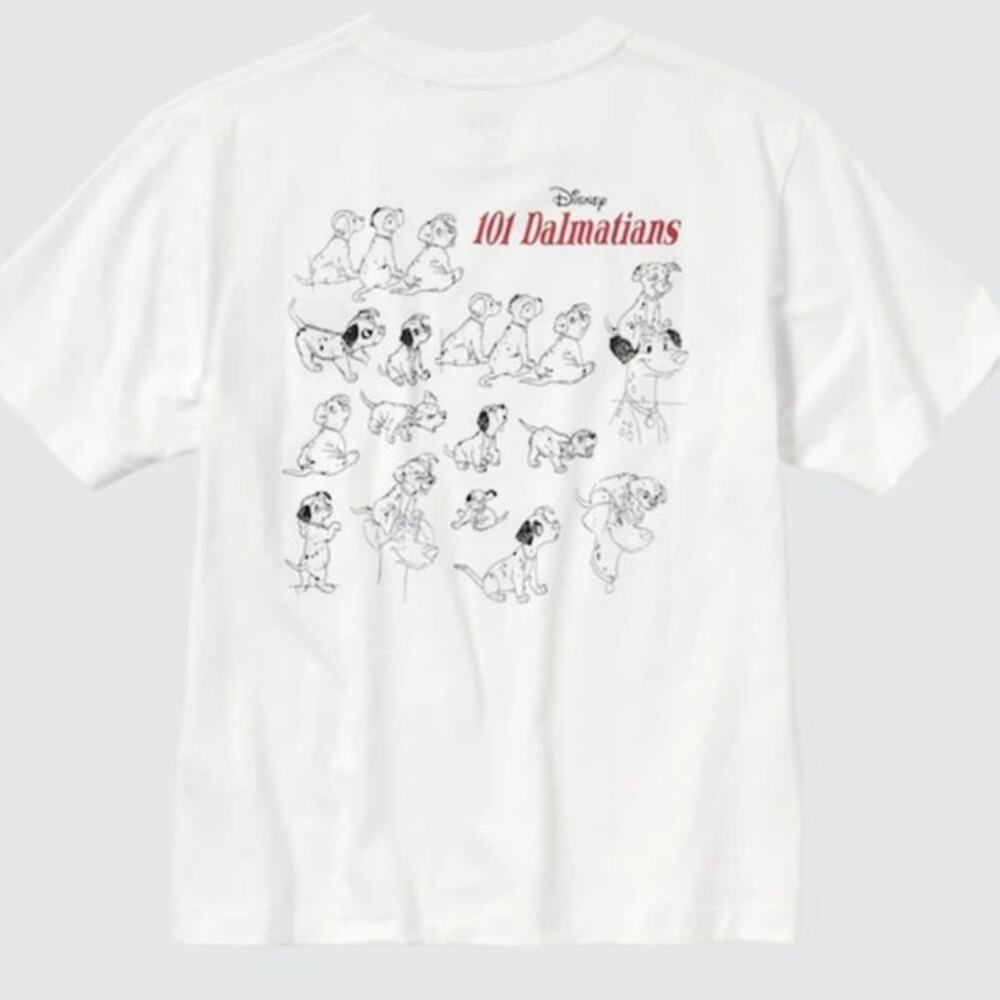 Uniqlo Disney sketchbook 101 Dalmations dog white shirt T shirt